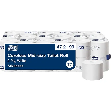 Tork Mid-size Toa Hylsefri, 2-lags hvit 36 rull/krt 472199